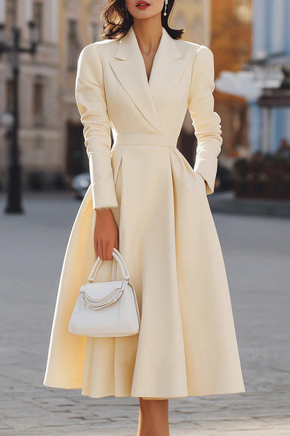 Charm Vogue Elegant Midi Dress - Sophisticated V-Neck