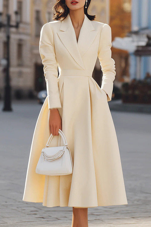 Charm Vogue Elegant Midi Dress - Sophisticated V-Neck