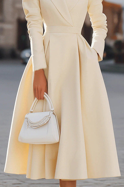 Charm Vogue Elegant Midi Dress - Sophisticated V-Neck